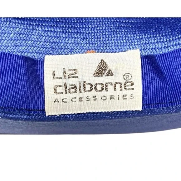 VTG Liz Claiborne Womens Pewter Blue Boater Lightweight Straw Sun Hat - Bow - Picture 7 of 7